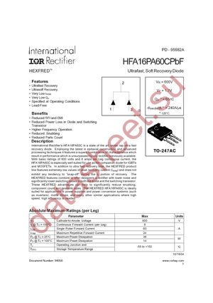 HFA16PA60CPBF datasheet  